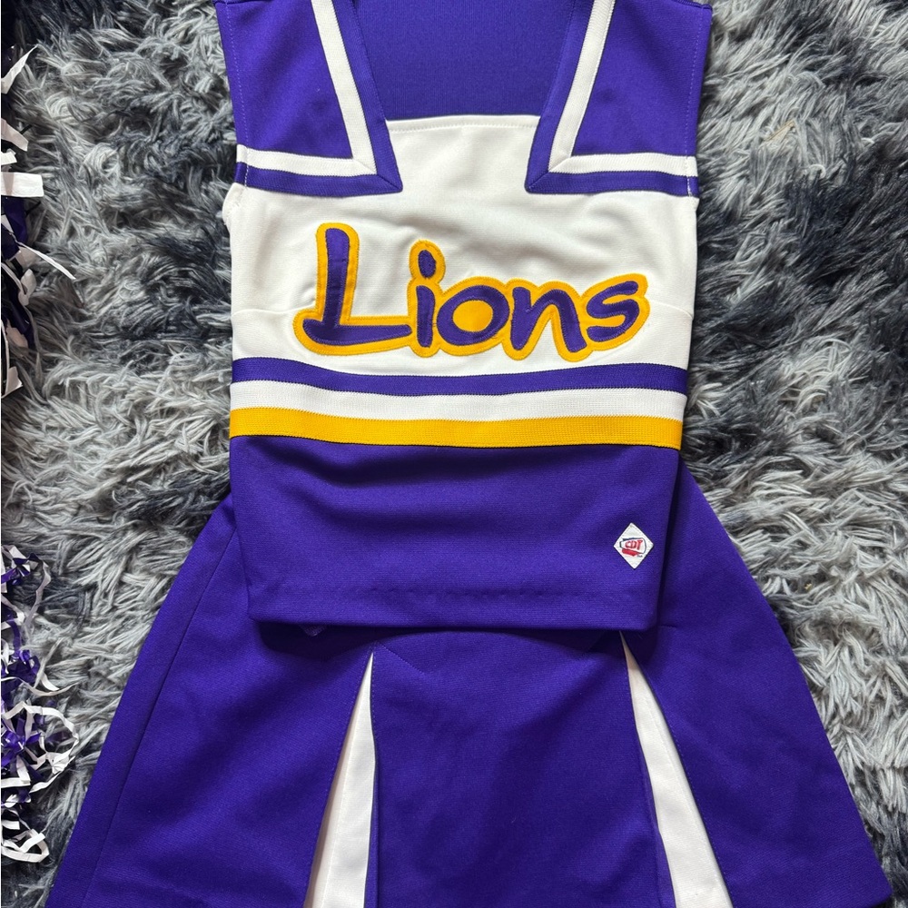 Kids Cheerleader Matching Set - Purple and White